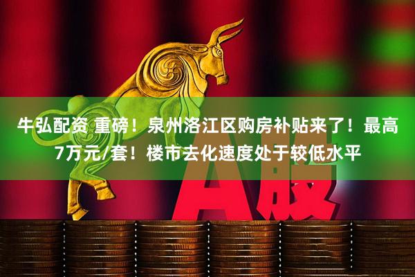 牛弘配资 重磅！泉州洛江区购房补贴来了！最高7万元/套！楼市去化速度处于较低水平